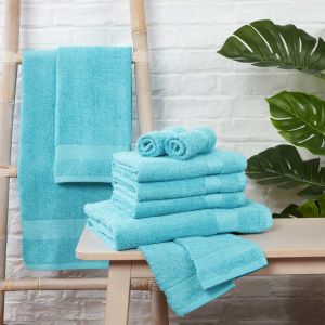 10pc 500gsm Cotton Towel Bale - Aqua
