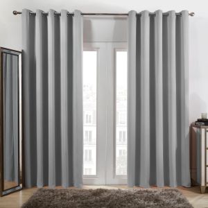 Oxford Blackout Eyelet Curtains Silver