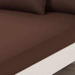 Brentfords Plain Dyed Fitted Sheet - Chocolate