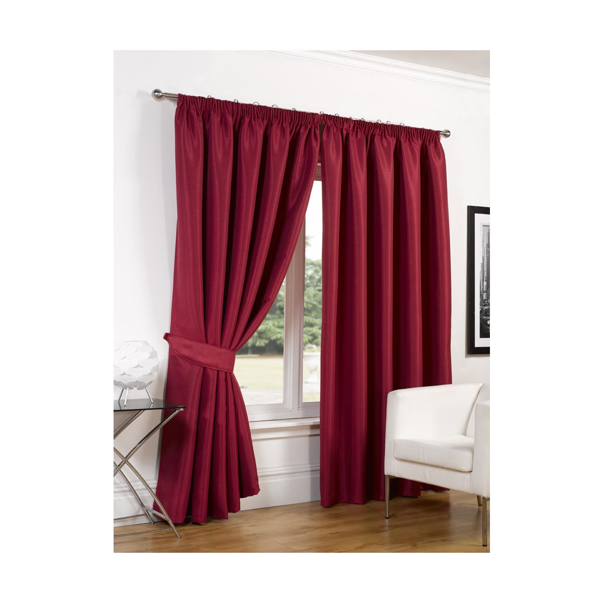 Faux Silk Blackout Curtains - Red