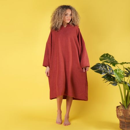 Adults Towel Poncho, Brick Red - One Size