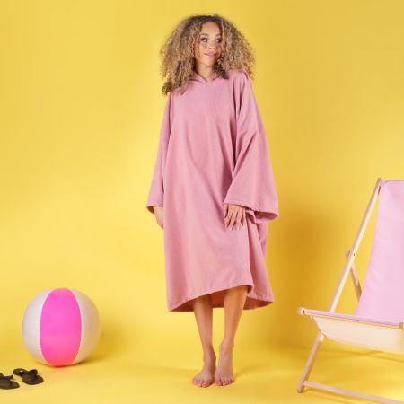Adults Towel Poncho, Dusky Pink - One Size