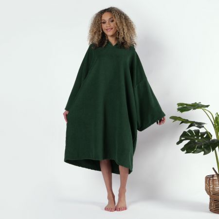 Adults Towel Poncho, Forest Green- One Size