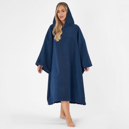 Adults Towel Poncho, Navy - One Size