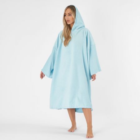 Adults Towel Poncho, Sky Blue - One Size
