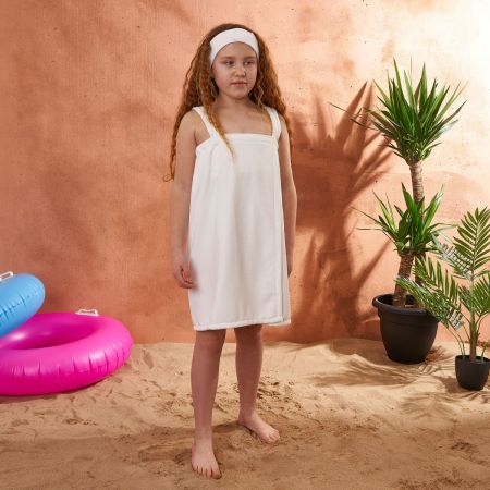 Kids Towel Dress, White - One Size