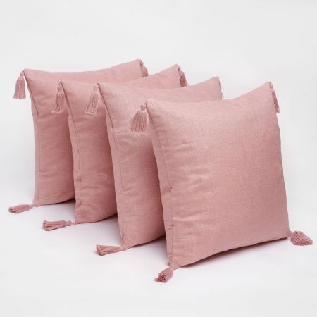 4 x Tassel Cushion Covers, Blush - 45 x 45cm