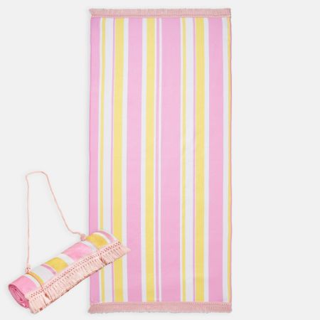 Striped Beach Towel Bag - Blush