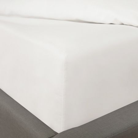 100% Cotton Fitted Bed Sheet, Plain Dye White