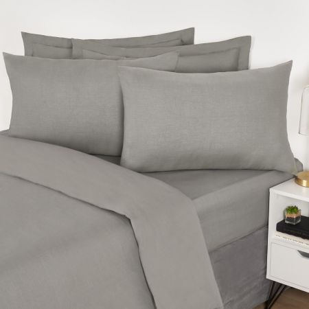 2 Pack Cotton Housewife Pillowcases, Grey - 50 x 75cm