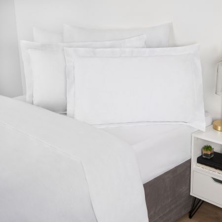 2 Pack Polycotton Oxford Pillowcases, White - 50 x 75cm