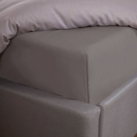 100% Cotton Fitted Bed Sheet, Plain Dye Grey