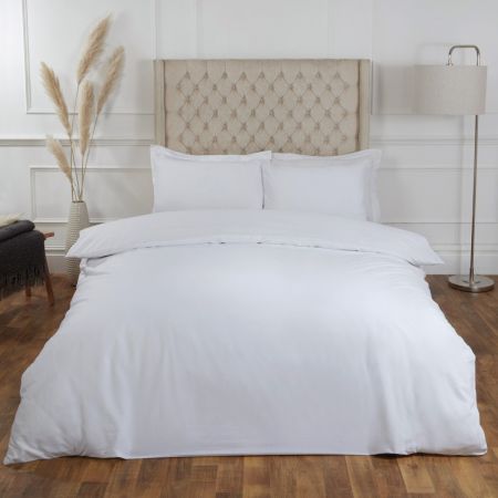 100% Cotton Duvet Cover with Pillow Case Bedding Set, White