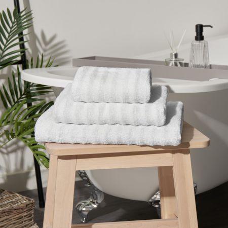 Jumbo Stripe Textured Bath Towel, White - 1 Piece