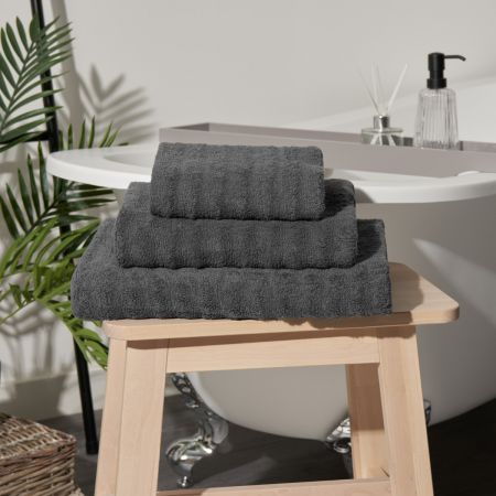 Jumbo Stripe Textured Bath Towel, Grey - 1 Piece