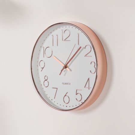 Wall Clock, Rose Gold - One Size