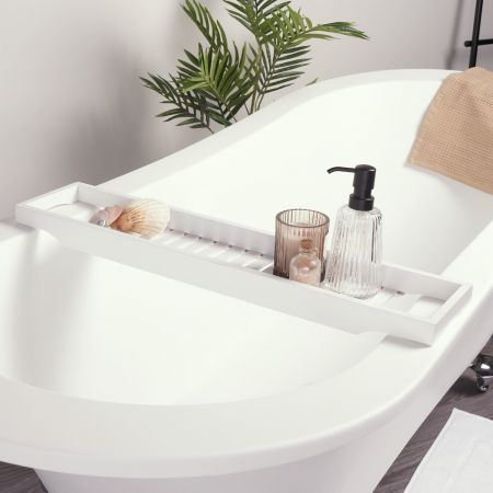 Wooden Bath Rack, White - One Size