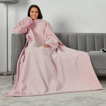 Coral Fleece Wearable Blanket, Blush - 135 x 170cm