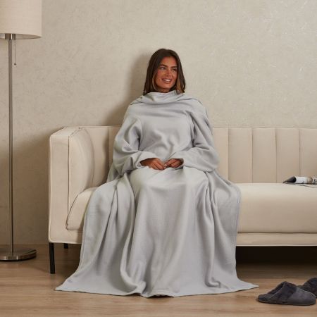 Polar Fleece Wearable Blanket, Silver - 135 x 170cm