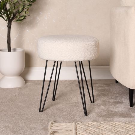 Boucle Hairpin Stool, White - One Size