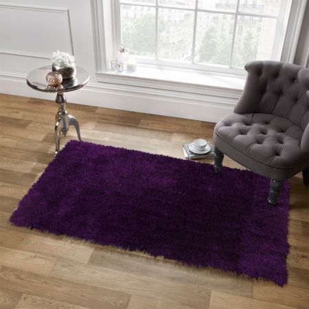 Large Shaggy Soft Floor Rug - Plum Purple