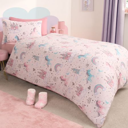 Unicorn Castle Duvet Set - Pink