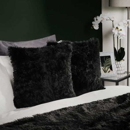 Fluffy Cushion Cover - Black