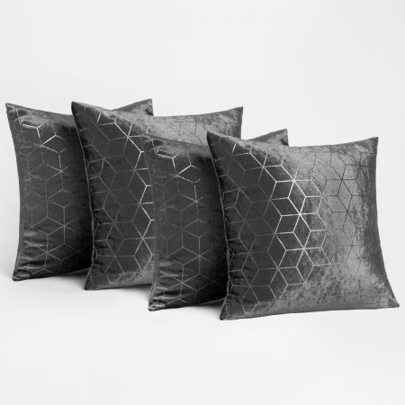Metallic Geo Cushion Cover - Charcoal