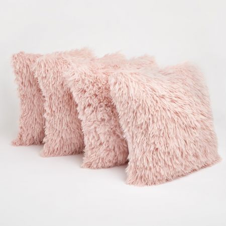 Faux Mongolian Fur Cushion Cover - Blush