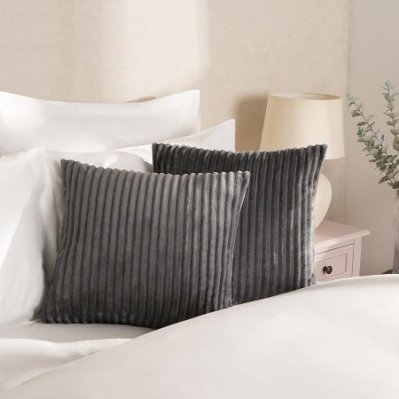 Ribbed Cushion Cover - Charcoal