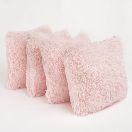 4 Pack Fluffy Cushion Covers Blush 45X45Cm
