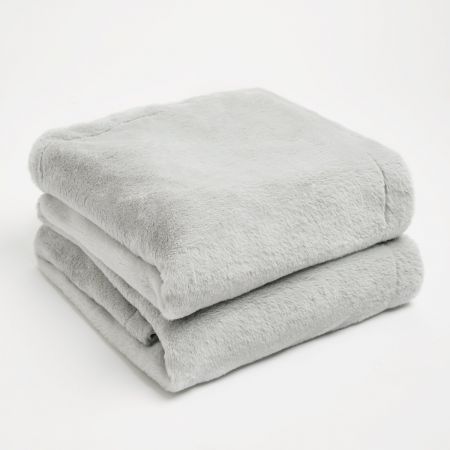 Faux Fur Blanket - Silver