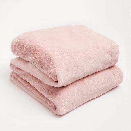 Faux Fur Blanket - Blush