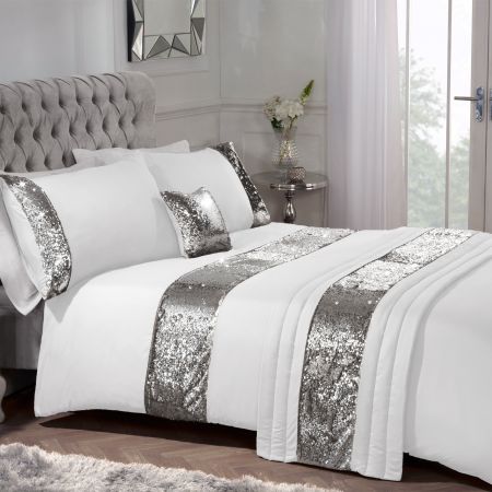 Sequin Sparkle Complete Bed in Bag - White/Silver