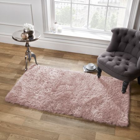 Large Shaggy Soft Floor Rug - Blush Pink