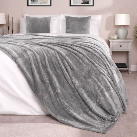 Textured Knit Throw - Charcoal