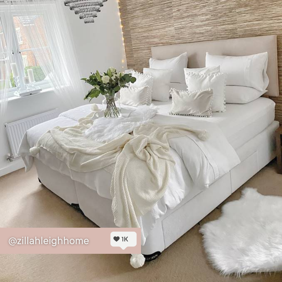 Bed styled by Instagram influencer using OHS products