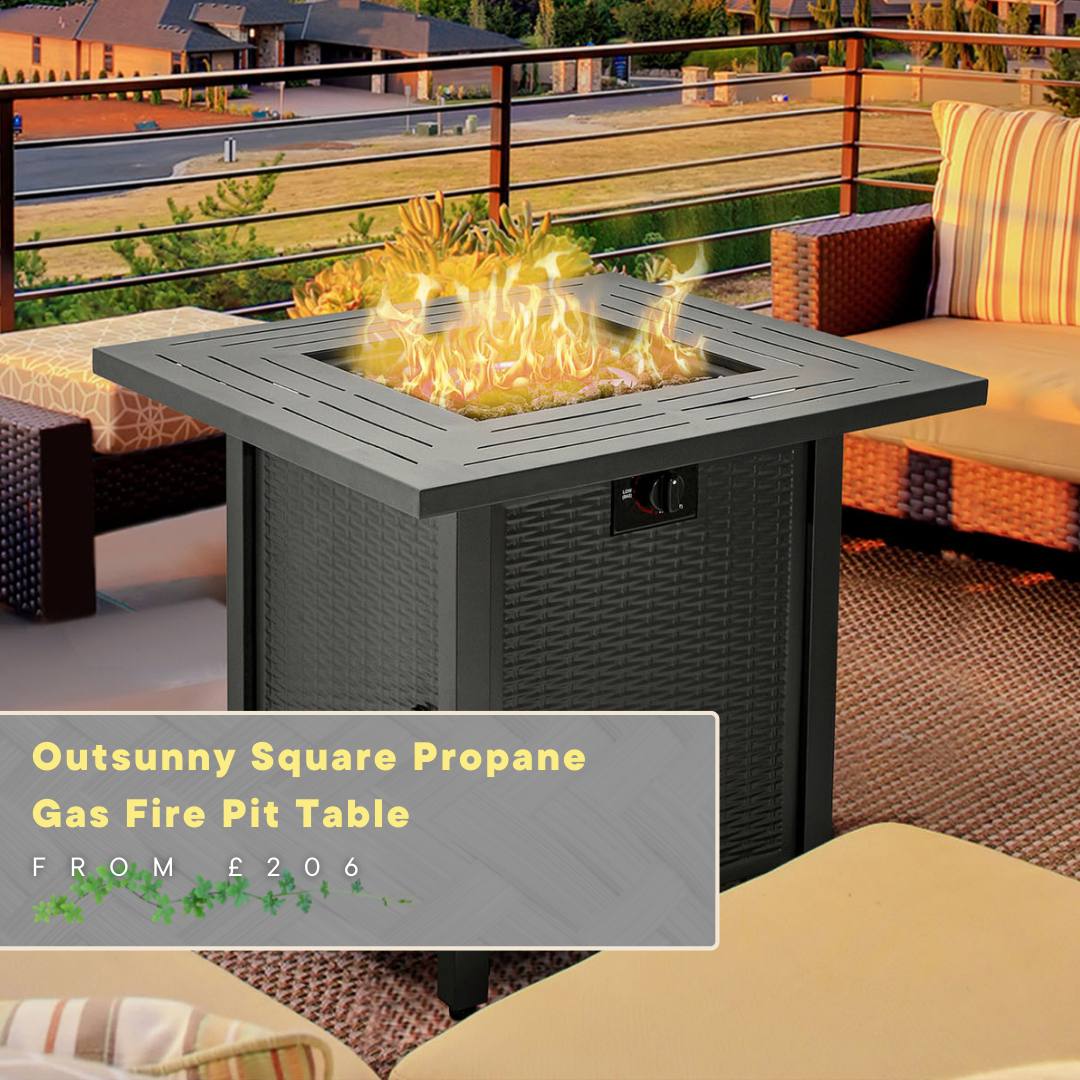 Outsunny Square Propane Gas Fire Pit Table