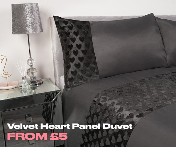 Sienna Embossed Velvet Heart Panel Duvet Cover Set