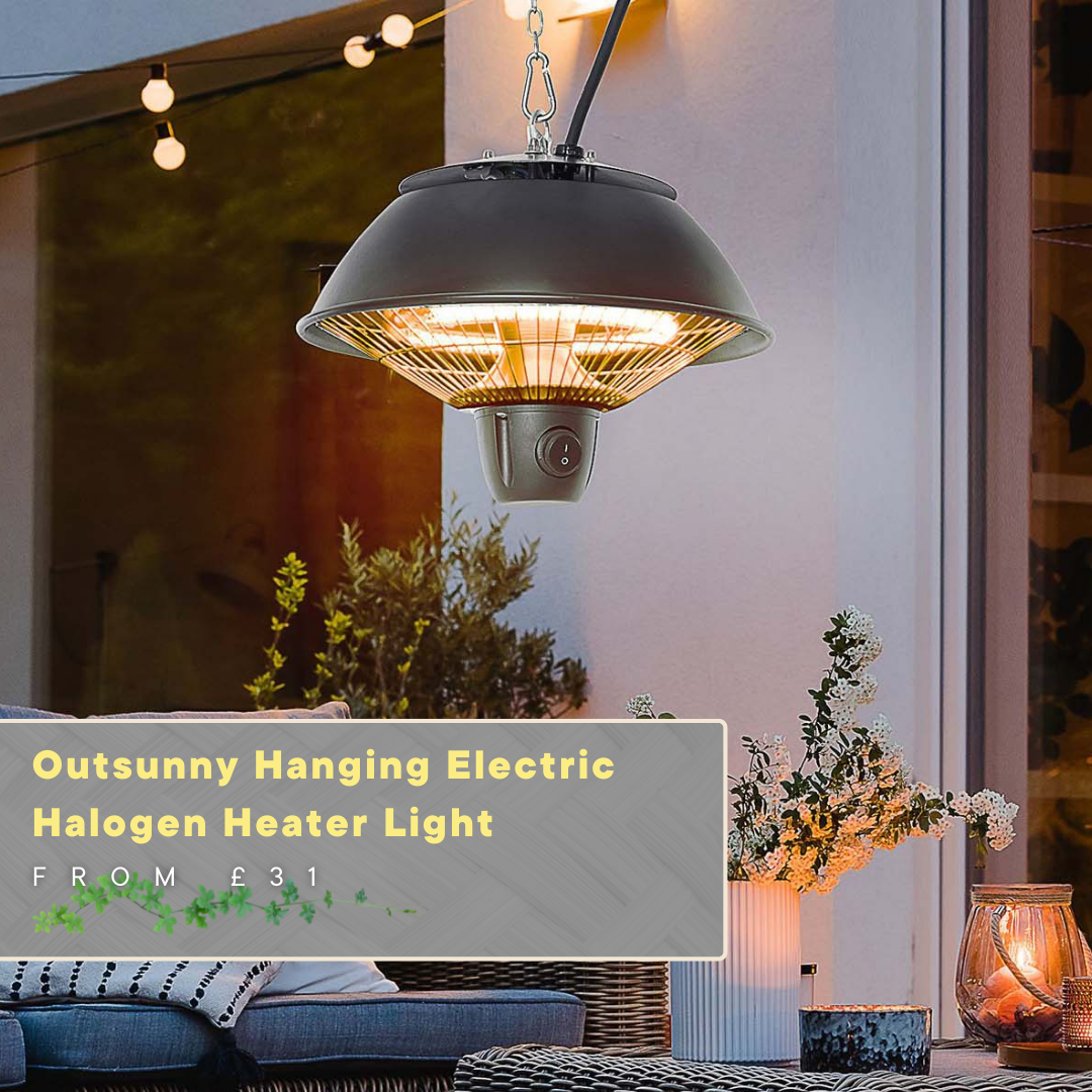 Outsunny Hanging Electric Halogen Heater Light