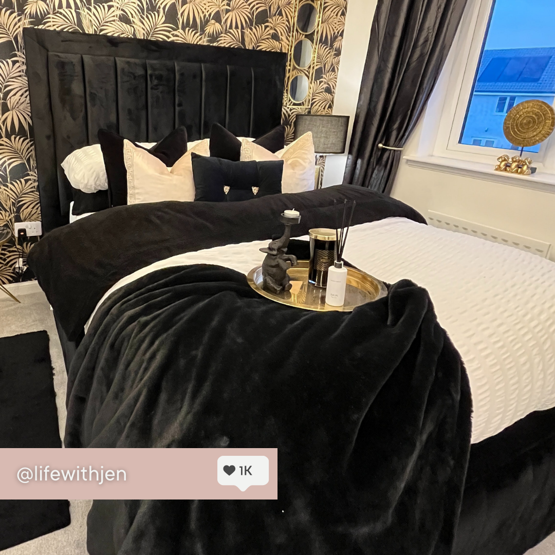 Bed styled by Instagram influencer using OHS products